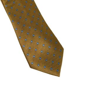 Jos A Bank Signature Collection Tie Mens Gold Blue Polka Dot Silk Necktie NWT